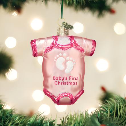 Pink Baby Onesie First Christmas
