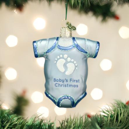 Blue Baby Onesie First Christmas